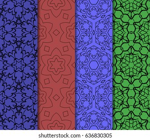 set of 4 modern seamless pattern. floral theme. vector illustration