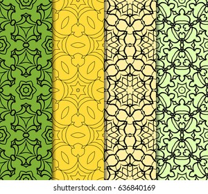 set of 4 modern seamless pattern. floral theme. vector illustration