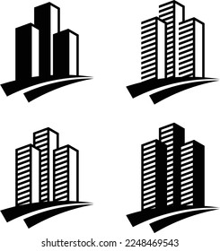Set of 4 modern skyscraper logos vector