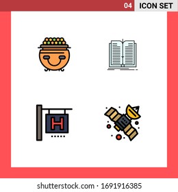 Set of 4 Modern UI Icons Symbols Signs for fortune; hotel sign; patricks; file; vacation Editable Vector Design Elements