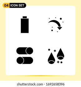 Satz von 4 Symbolen der modernen Benutzeroberfläche für Symbole für Batterien; Beladen; aktualisieren; nach unten; Einstellungen Bearbeitbare Design-Elemente für Vektorillustrationen