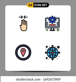 Conjunto de 4 símbolos de símbolos de iconos modernos de la interfaz de usuario para la flecha; mapa; pinchar; comercialización; elementos de diseño de vectores editables de flecha