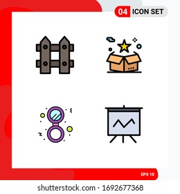 Set of 4 Modern UI Icons Symbols Signs for flower; bathroom; nature; star; mirror Editable Vector Design Elements