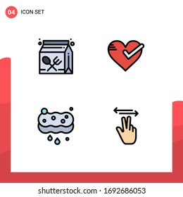 Set of 4 Modern UI Icons Symbols Signs for carton; tick; learning; love; cleaning Editable Vector Design Elements