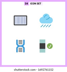 Set of 4 Modern UI Icons Symbols Signs for barcode; education; shopping; weather; school Editable Vector Design Elements
