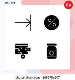 Set of 4 Modern UI Icons Symbols Signs for arrow; medical; finance; finance; Layer 1 Editable Vector Design Elements