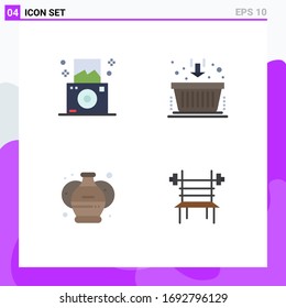 Set of 4 Modern UI Icons Symbols Signs for camera; arts; basket; marketing; balance Editable Vector Design Elements