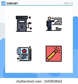 Set of 4 Modern UI Icons Symbols Signs for energy; man; power; solution; home Editable Vector Design Elements