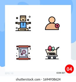 Set of 4 Modern UI Icons Symbols Signs for entertainment; female; magic; user; women Editable Vector Design Elements