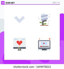 Set of 4 Modern UI Icons Symbols Signs for arrow; finance; earth day; environmental protection; love Editable Vector Design Elements