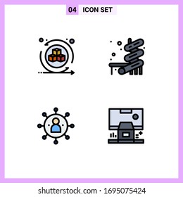 Set of 4 Modern UI Icons Symbols Signs for environment; people; virtual; park; share Editable Vector Design Elements