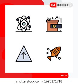 Set of 4 Modern UI Icons Symbols Signs for atom; pyramid; achievement; reward; fish Editable Vector Design Elements