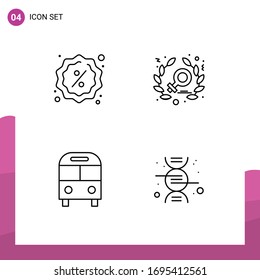 Set of 4 Modern UI Icons Symbols Signs for badge; deliver; shopping; women; transport Editable Vector Design Elements