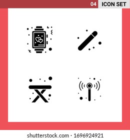 Set of 4 Modern UI Icons Symbols Signs for clock; graphical; watch; design; table Editable Vector Design Elements