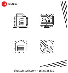 Conjunto de 4 símbolos modernos de iconos de la interfaz de usuario para empresas; tienda; planificación; tiempo limitado; materiales de diseño de vectores editables de venta