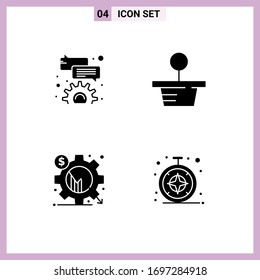 Set of 4 Modern UI Icons Symbols Signs for bubble; gear; plant; analysis; browser Editable Vector Design Elements