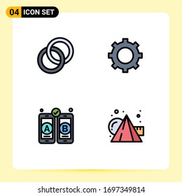 Set of 4 Modern UI Icons Symbols Signs for ring; mobile; engagement; gear; arts Editable Vector Design Elements