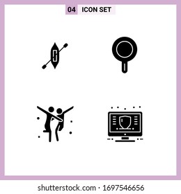 Set of 4 Modern UI Icons Symbols Signs for boat; dance; ship; stew pan; finance Editable Vector Design Elements