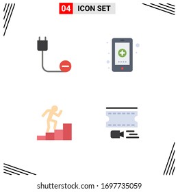 Set of 4 Modern UI Icons Symbols Signs for computers; medicine; hardware; health; employee Editable Vector Design Elements