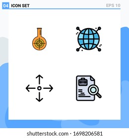 Set of 4 Modern UI Icons Symbols Signs for chemical; arrow; lab; focus; full screen Editable Vector Design Elements