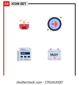 Set of 4 Modern UI Icons Symbols Signs for candle; ad; lighter; next; headline Editable Vector Design Elements