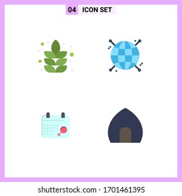 Set of 4 Modern UI Icons Symbols Signs for lotus; plan; connected; network; building Editable Vector Design Elements