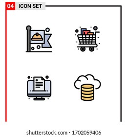Set of 4 Modern UI Icons Symbols Signs for communist; health; labour; groceries; medical Editable Vector Design Elements