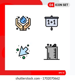 Conjunto de 4 símbolos modernos de iconos de la interfaz de usuario para atención; flecha; poder; educación; elementos de diseño de vectores editables a la izquierda