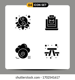 Set of 4 Modern UI Icons Symbols Signs for chinese; cd; yin; online; archive Editable Vector Design Elements