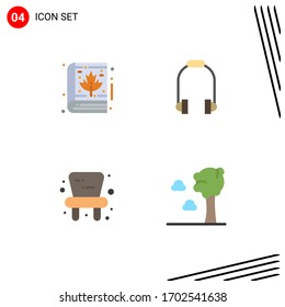 Set von 4 Symbolen der modernen Benutzeroberfläche, Zeichen für den Herbst; Vorsitzender; Bibel; Telefon; Design-Elemente für bearbeitbare Vektorillustrationen