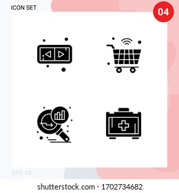 Set of 4 Modern UI Icons Symbols Signs for arrows; graph analysis; cart; iot; search stats Editable Vector Design Elements