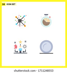 Satz von 4 Symbolen der modernen Benutzeroberfläche, Zeichen für die Verbreitung; Leben; Anschluss; Uhr; Design-Elemente für Vektorillustrationen mit Sternbearbeitung