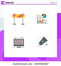 Set of 4 Modern UI Icons Symbols Signs for barricade; sound waves; graph; business; cream Editable Vector Design Elements