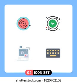 Set of 4 Modern UI Icons Symbols Signs for spase; dimensional; health; clock; printer Editable Vector Design Elements