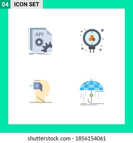 Set of 4 Modern UI Icons Symbols Signs for api; door; developer; molecule; inner Editable Vector Design Elements