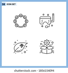 Set of 4 Modern UI Icons Symbols Signs for audio; snorkel; sound; mask; eggs Editable Vector Design Elements