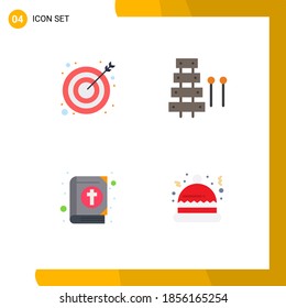 Set of 4 Modern UI Icons Symbols Signs for arrow; book; success; music; easter Editable Vector Design Elements