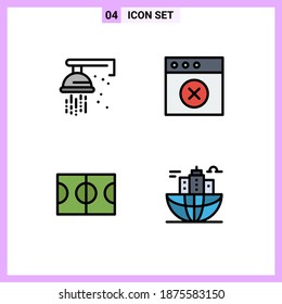 Set of 4 Modern UI Icons Symbols Signs for mechanical; sport; shower; mac; business Editable Vector Design Elements