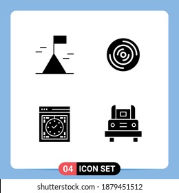 Conjunto de 4 símbolos modernos de iconos de la interfaz de usuario para la aventura; dispositivo; disco; cd; elementos de diseño de vectores editables por web