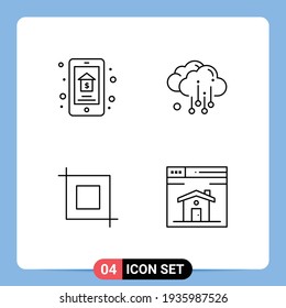 Conjunto de 4 símbolos modernos de iconos de la interfaz de usuario para la venta en línea; herramienta; propiedad; lluvia; elementos de diseño de vectores editables por web