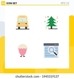 Set of 4 Modern UI Icons Symbols Signs for transport; egg; christmas; tree; browser Editable Vector Design Elements
