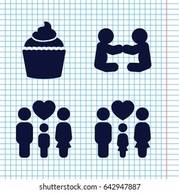 Set of 4 mom filled icons such as muffin, family