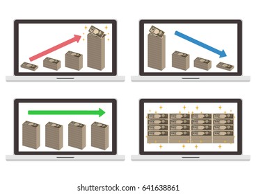 Set of 4 money graphs