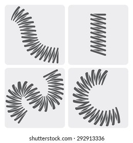 Set of 4 monochromatic metal springs icons