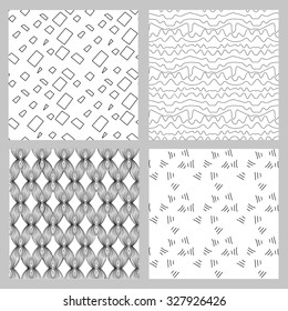 Set of 4 monochrome elegant seamless patterns