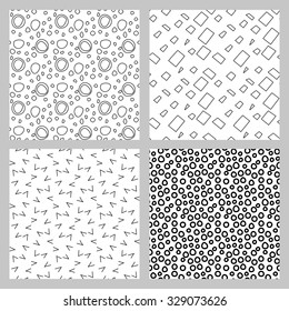 Set of 4 monochrome seamless patterns. 