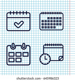 Set of 4 month outline icons such as calendar