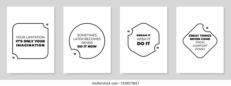 Set Of 4 Motivational Inspirational Quotes. Vector illustration