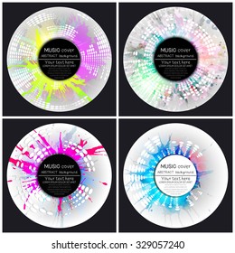 Set of 4 music album cover templates. Abstract vector backgrounds.