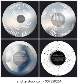 Set of 4 music album cover templates. Abstract vector backgrounds.